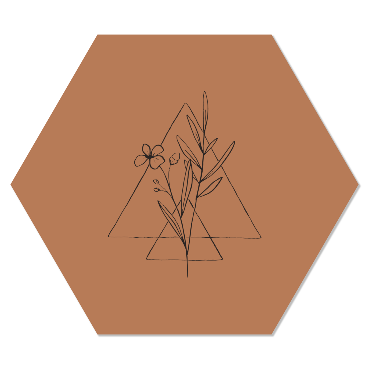 Label2X - Muurhexagon drawn wildflower