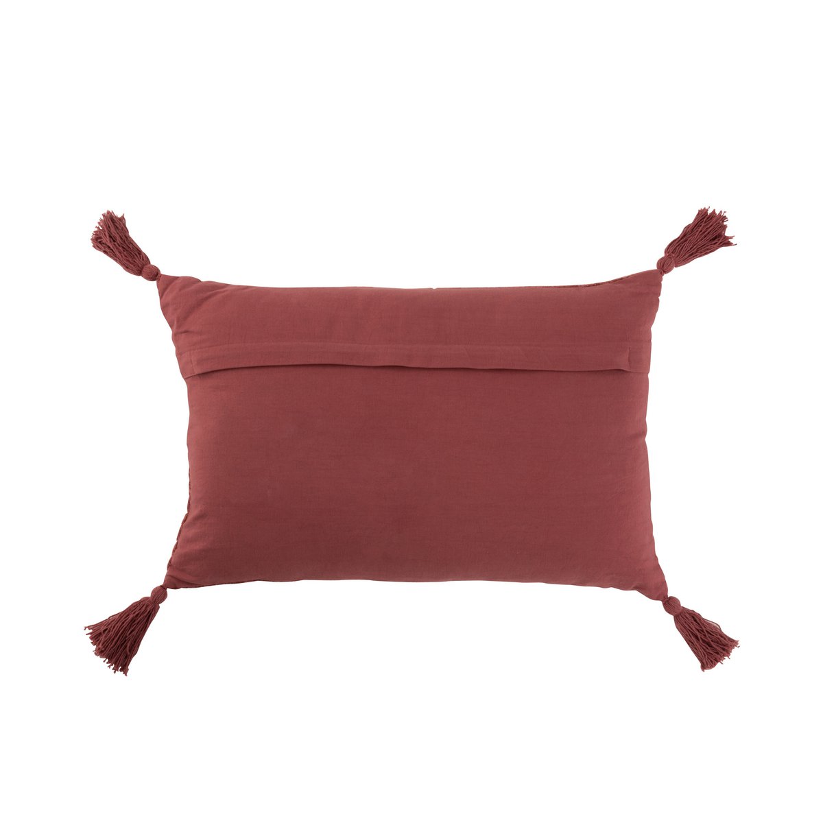 J-Line - Coussin Motif Rectangle - Coton - Terre Cuite/Rouge