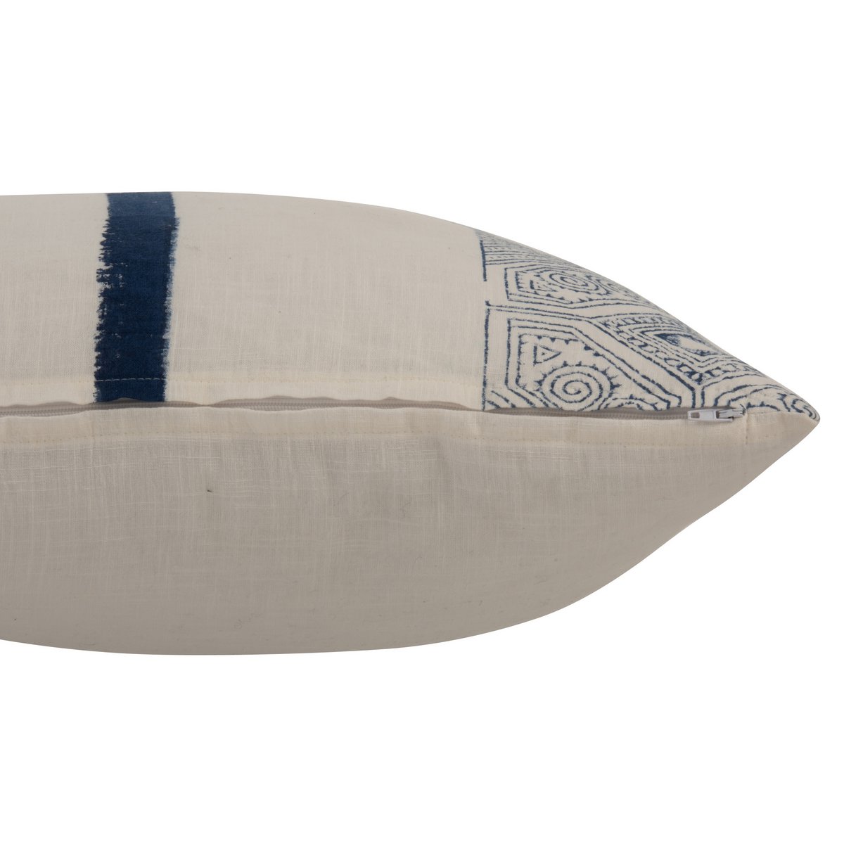 J-Line – Cushion Stripe Aztec – Baumwolle – Blau/Weiß