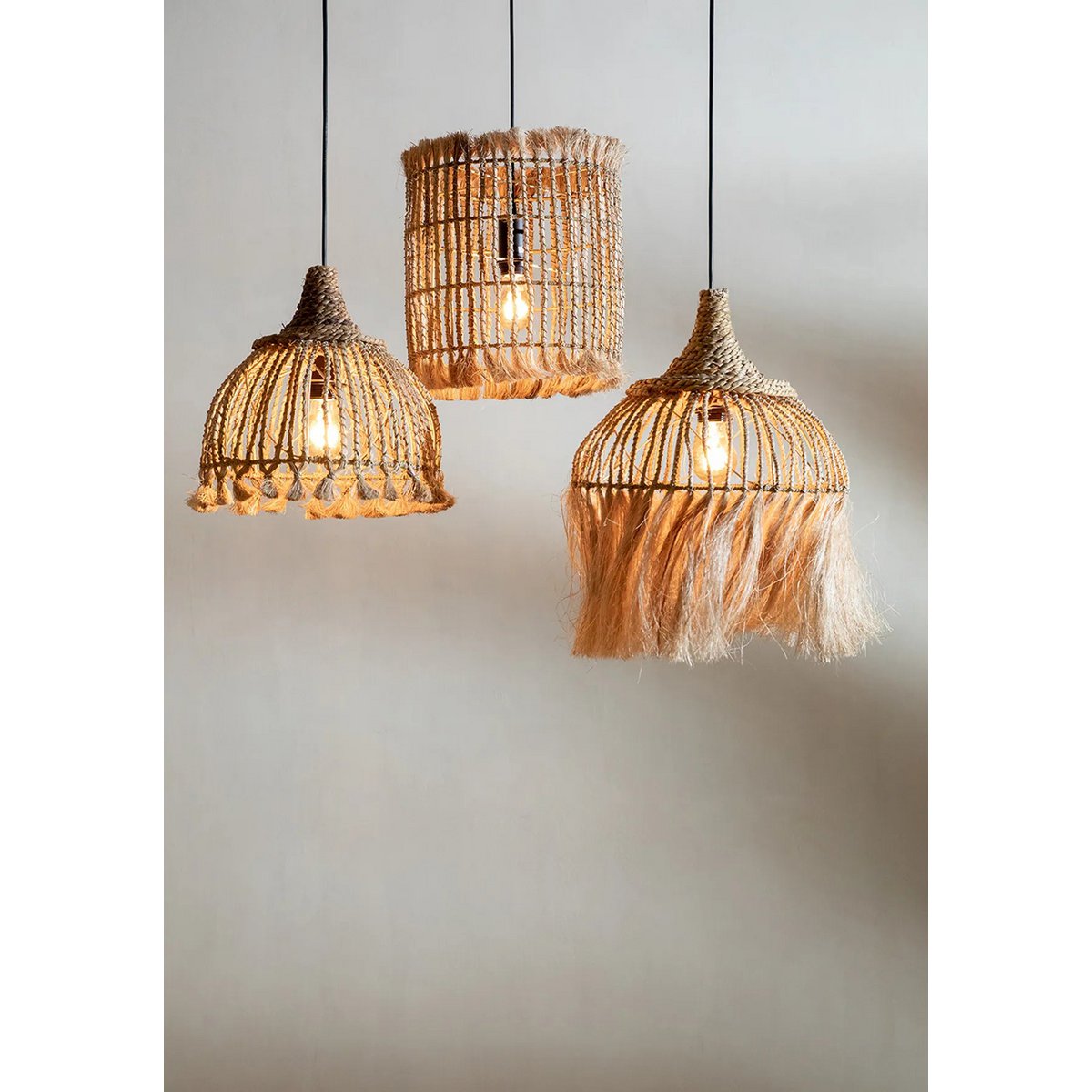 Bazar Bizar - Hanglamp 'Abaca Tassel' (Naturel, S)