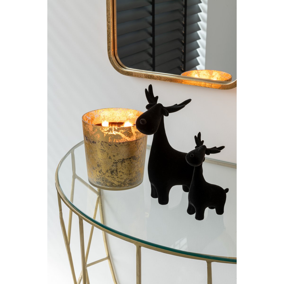 J-Line - Duftkerze M-Chic Glas Gold/Schwarz Medium-80U