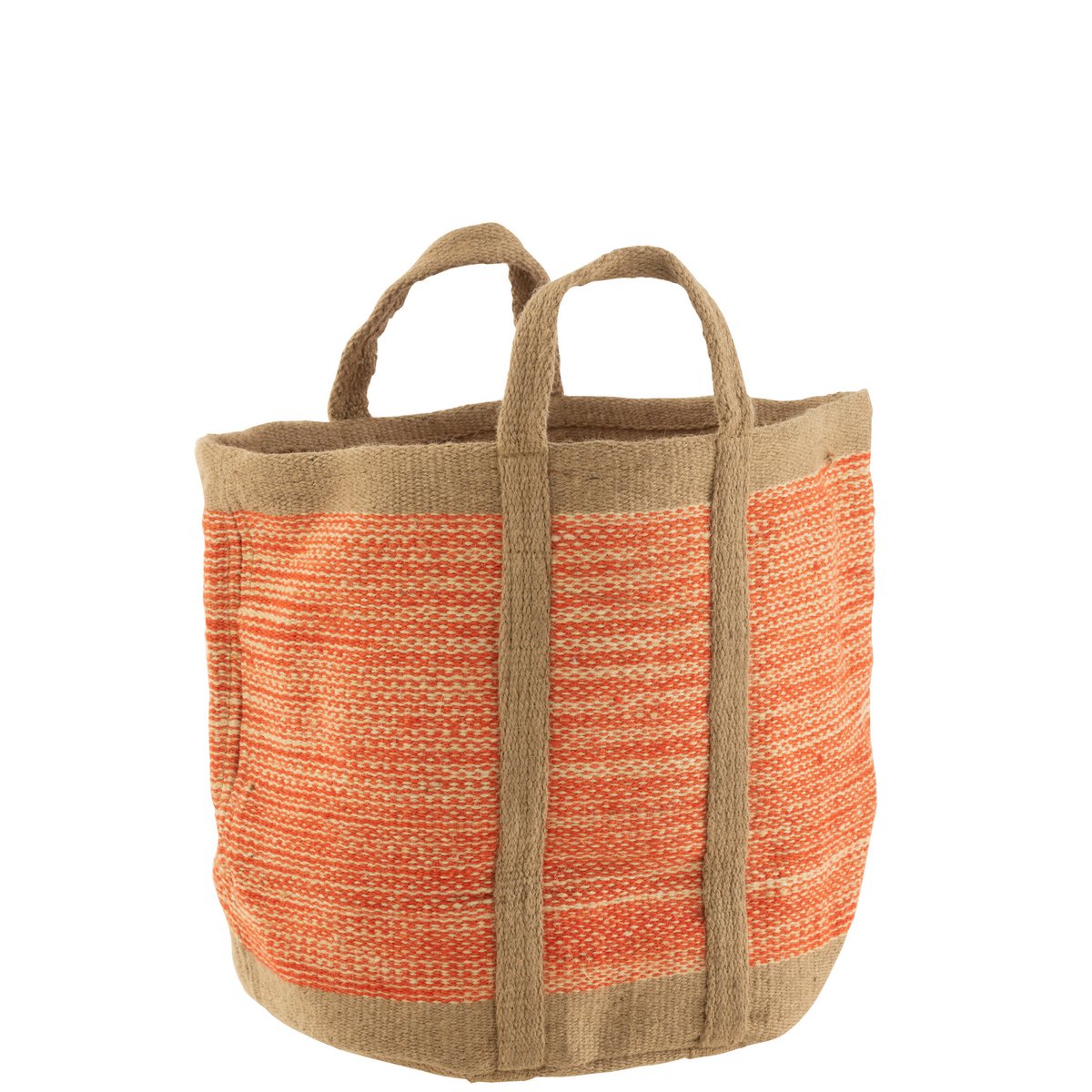 J-Line - Panier rond avec poignées - Jute - Naturel/Orange