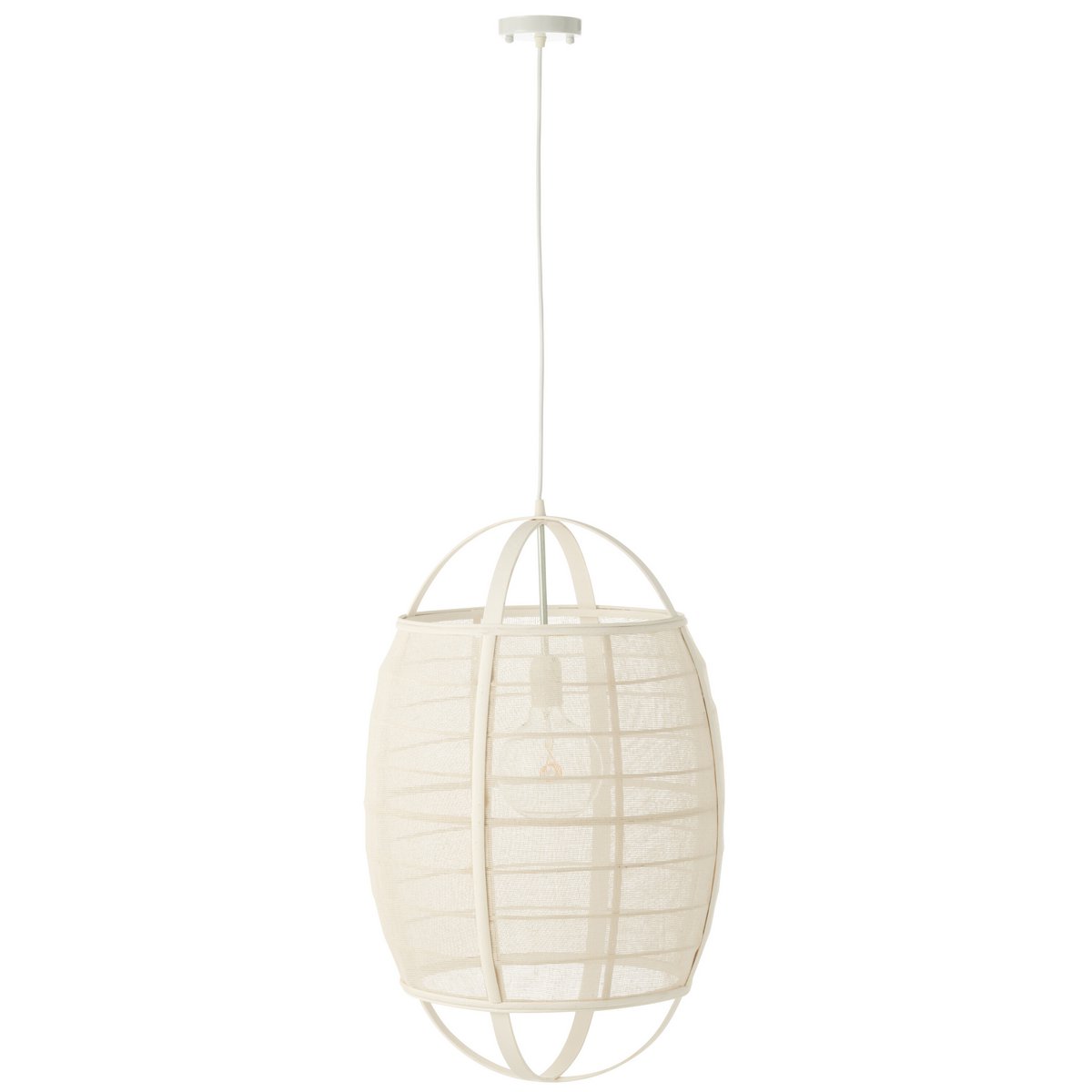 J-Line - Lampe suspendue Ion Lin/Bambou Blanc Large