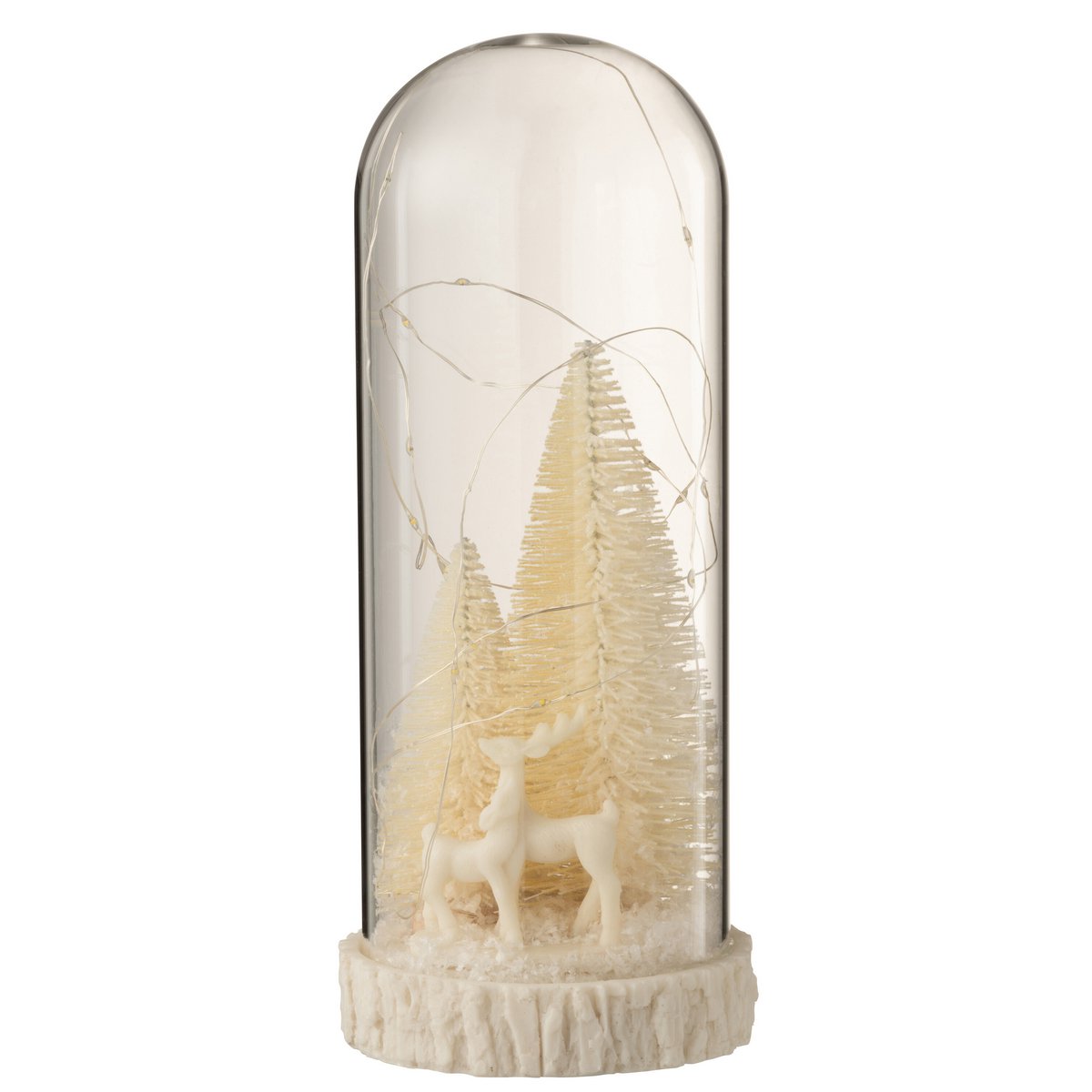 J-Line - Décoration Cloche High Deer - Verre/Résine - Blanc - LED - Grand