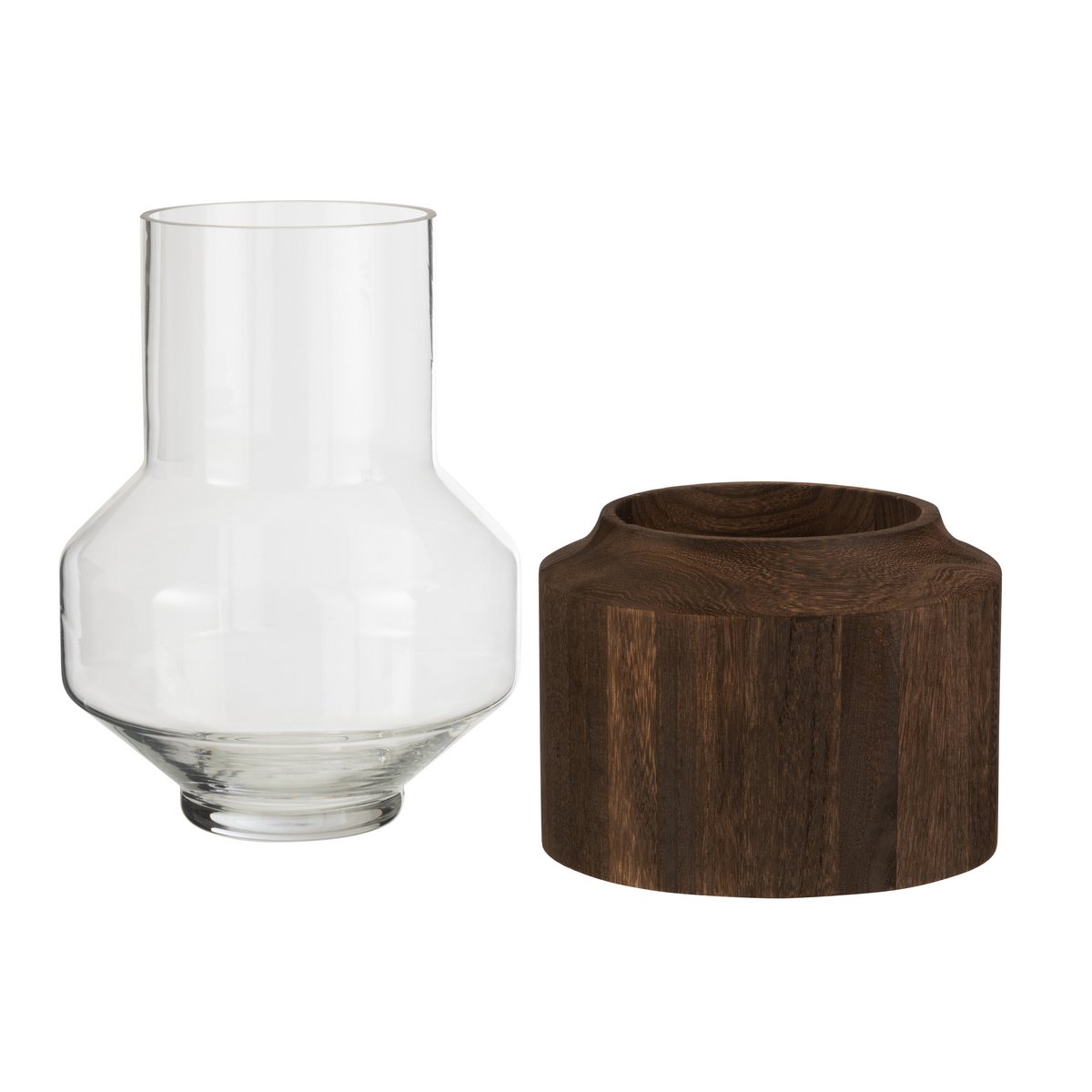 J-Line - Vase rond en bois 'Boas' (Marron foncé, Taille L)