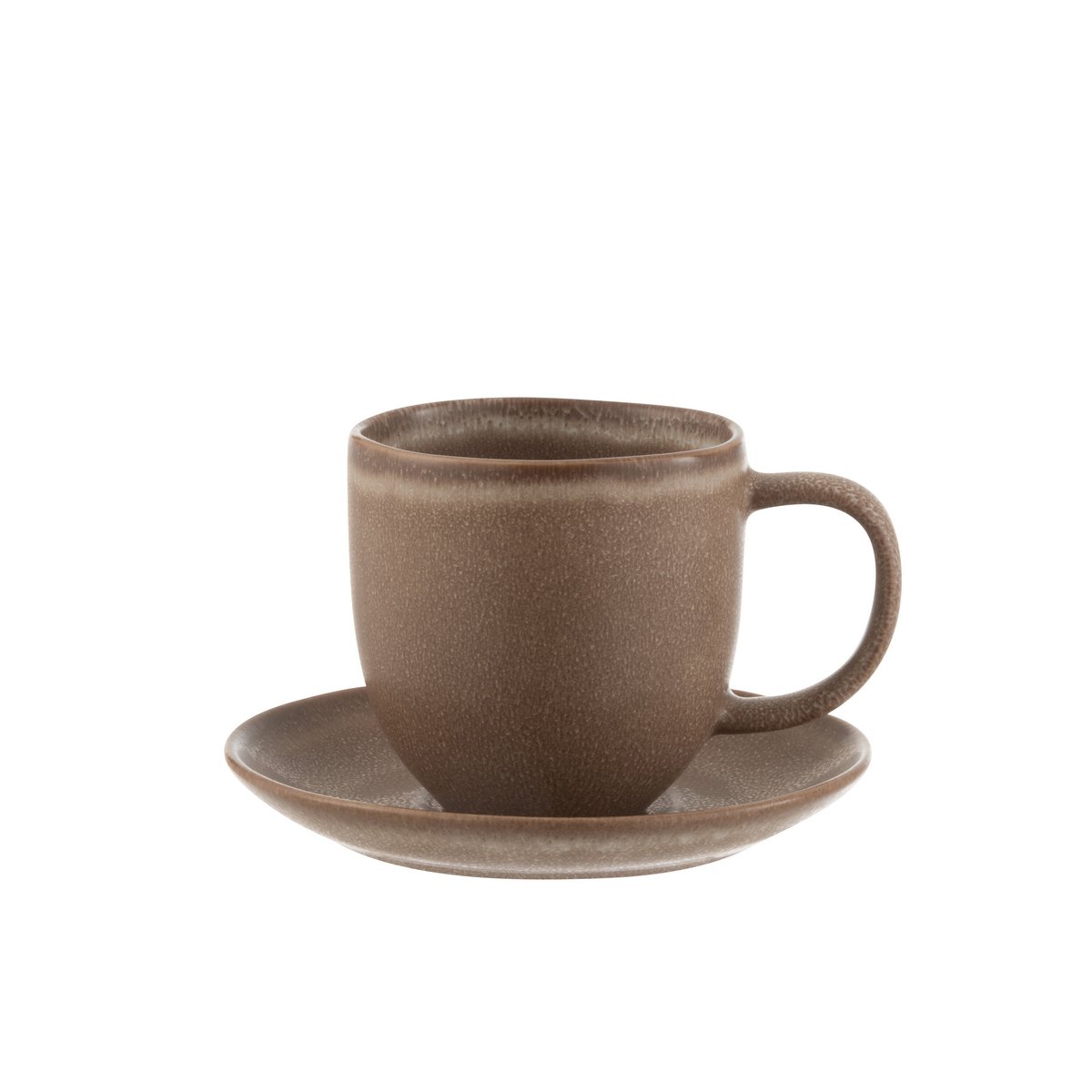 J-Line - Tasse + Soucoupe Louise - Céramique - Cognac