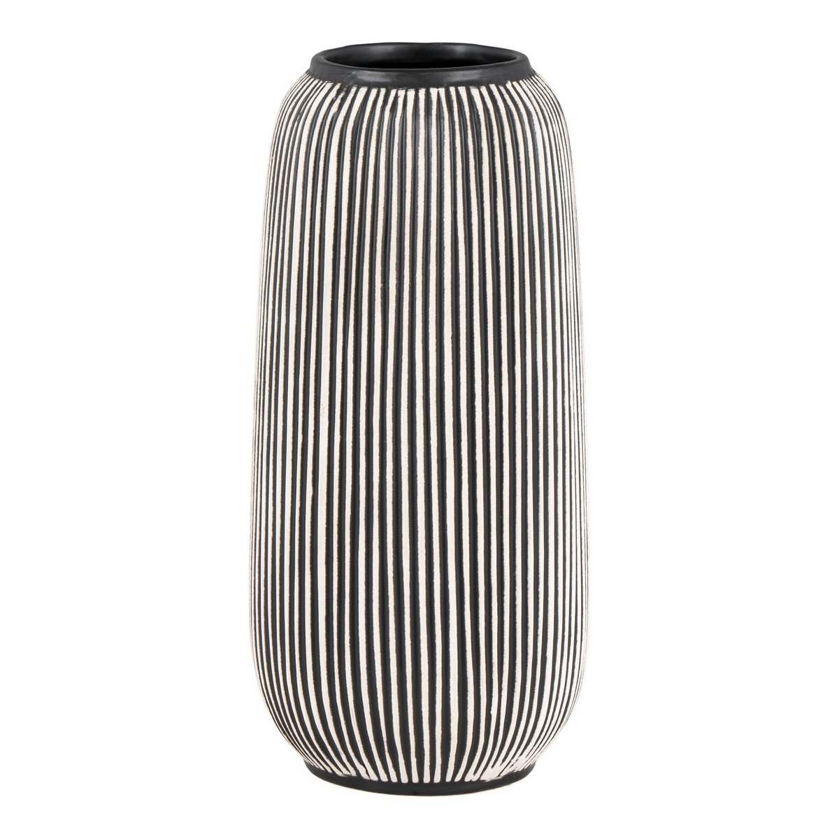 House Nordic - Vase - Vase en céramique, noir/blanc, rond, Ø9,5x20 cm