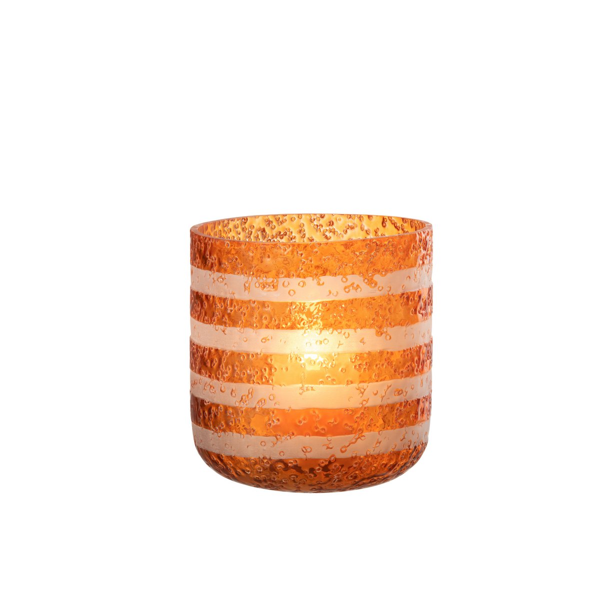 J-Line - Lantern Stripes - Verre - Orange/Blanc - Grand