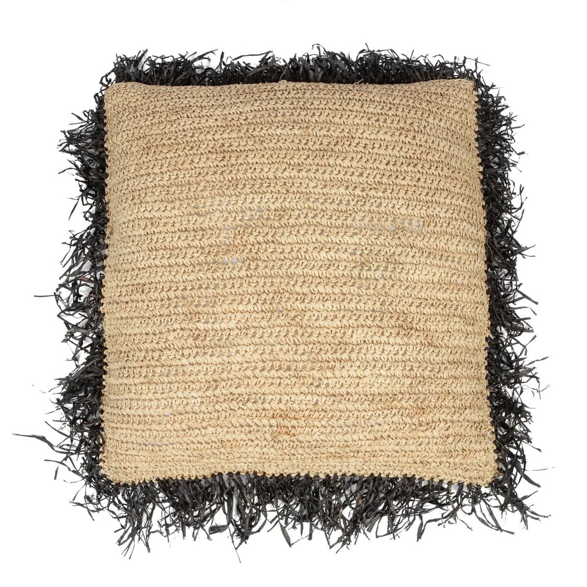 Bazar Bizar - Kussenhoes 'Raffia' (Naturel Zwart, 60x60)