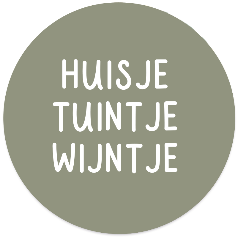 Label2X - Muurcirkel huisje tuintje wijntje groen