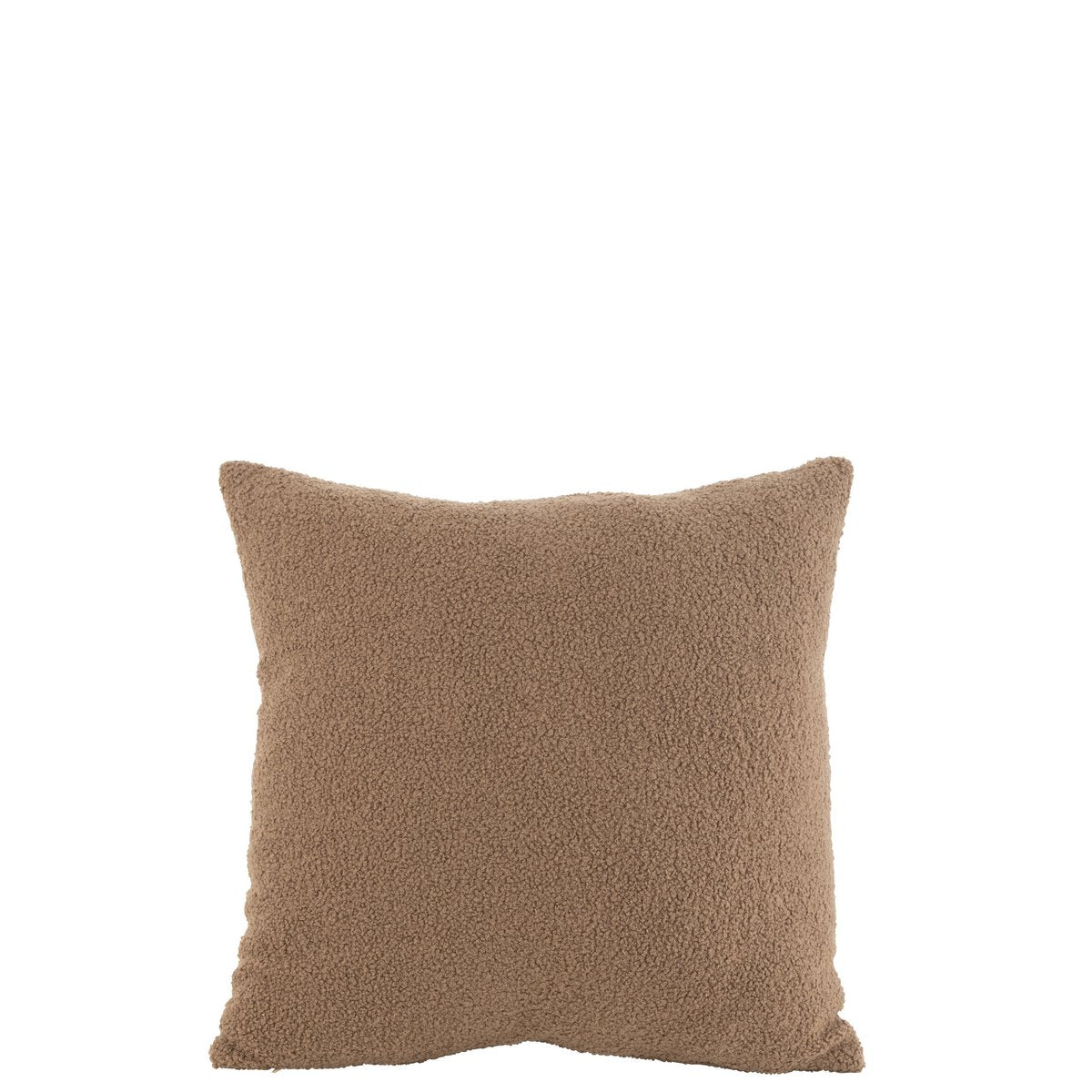 J-Line - Coussin décoratif Teddy Bouclé - Polyester - Marron