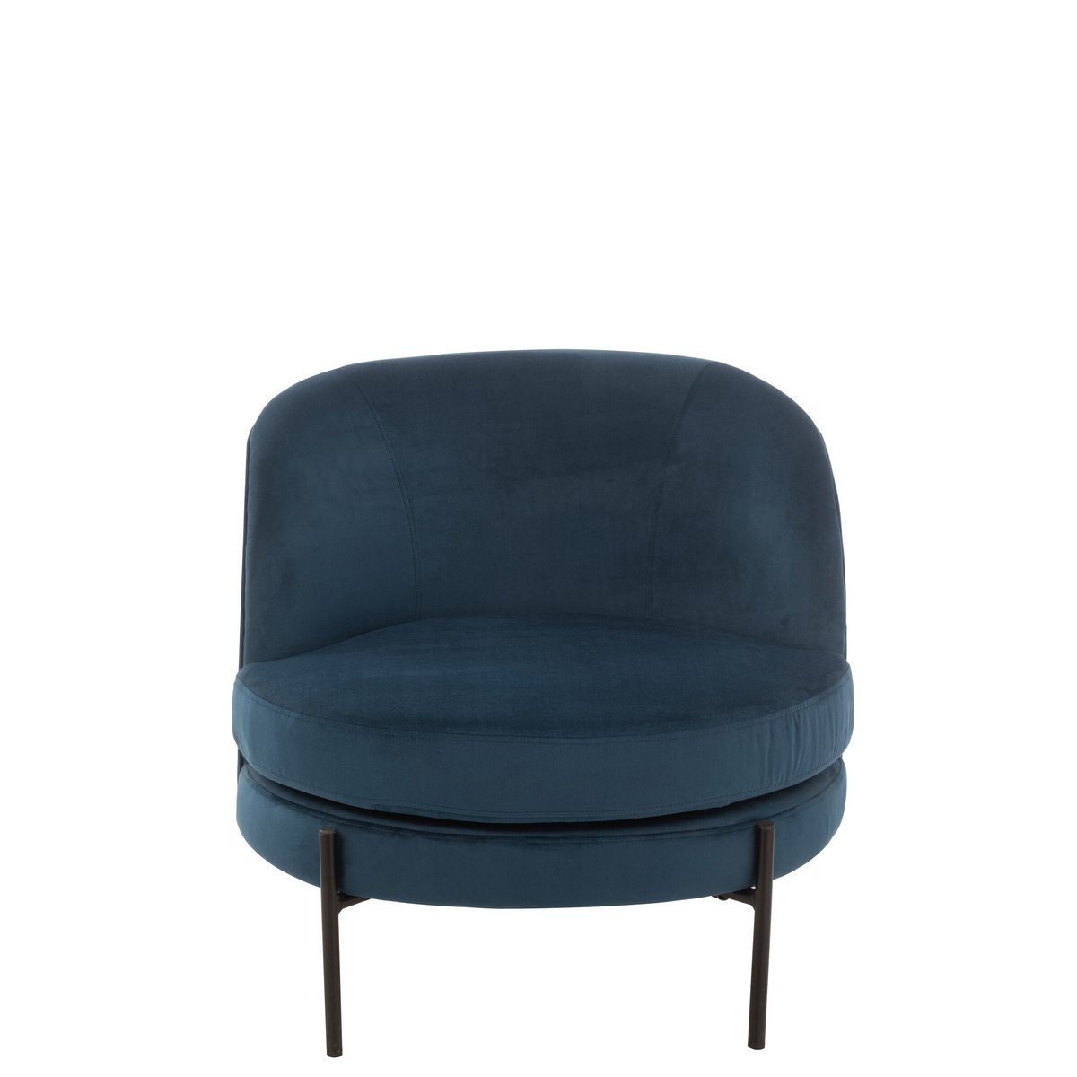 J-Line - Fauteuil Lounge Rond Textile/Métal Bleu