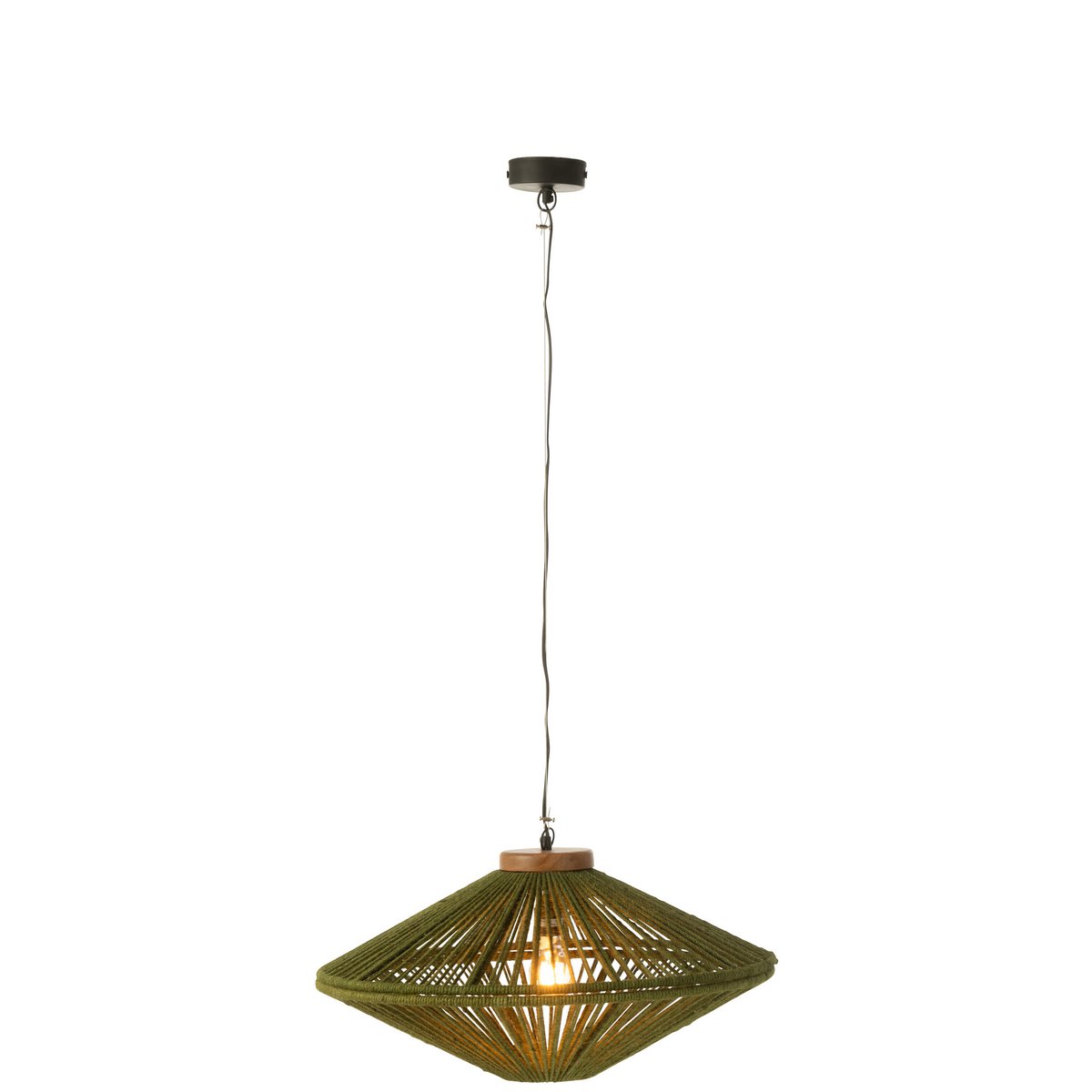 J-Line - Lampe suspendue Ovni Fer/Jute Vert Small