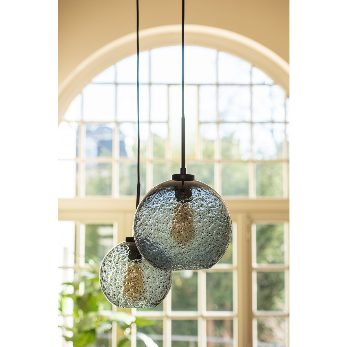 J-Line - Lampe Suspendue Speckle Ball - Verre - Gris - L