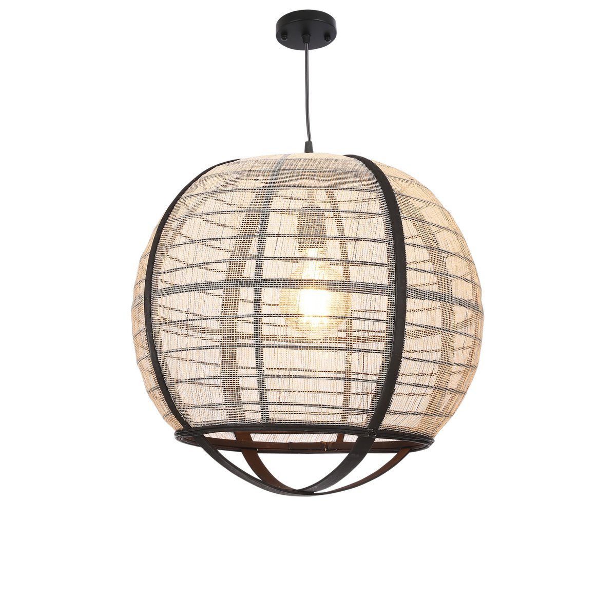 Mica Decorations - Lampe à Suspension Pella - H44 x Ø45 cm - Lin - Blanc Cassé