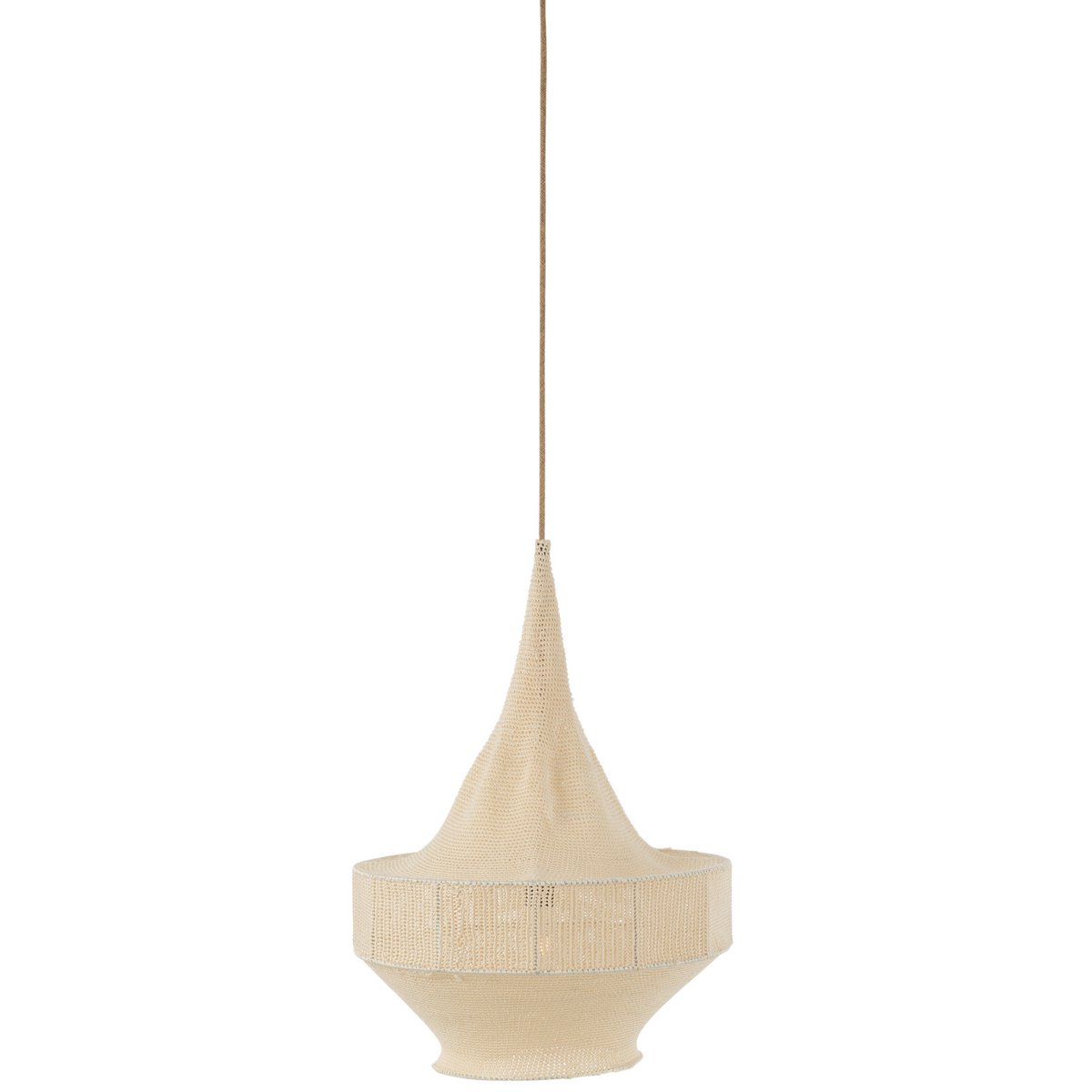 J-Line - Lampe Suspendue Tricotée Main Beige Small