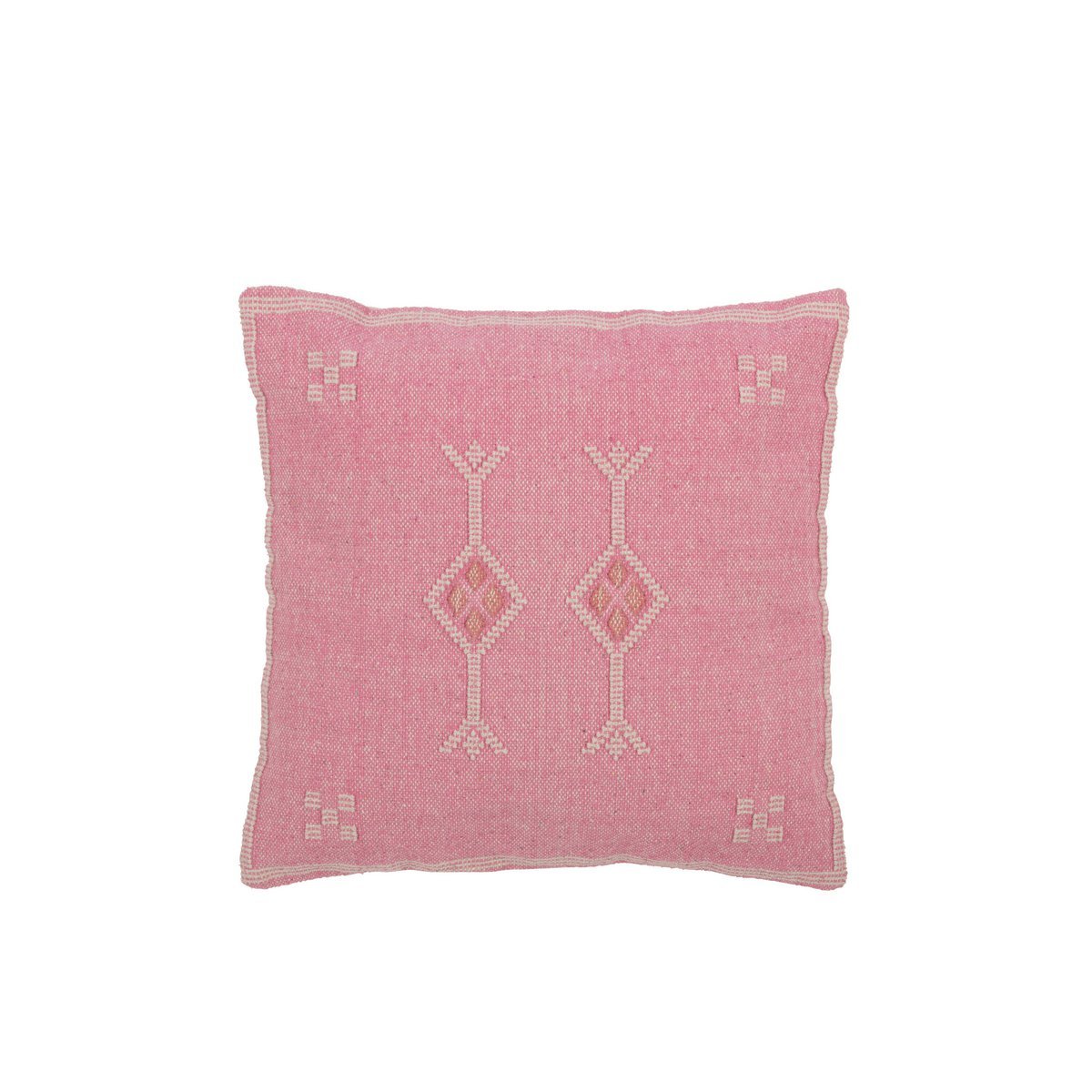 J-Line - Coussin Diamants + Flèches - Coton - Rose