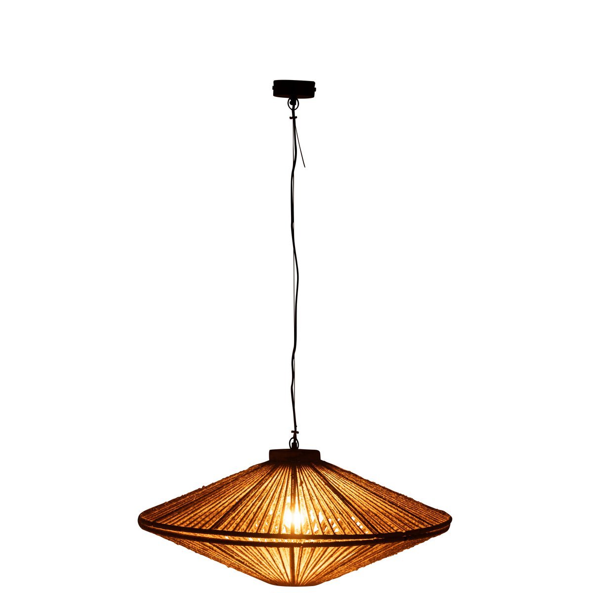 J-Line - Hanglamp Ovni Ijzer/Jute Naturel Medium