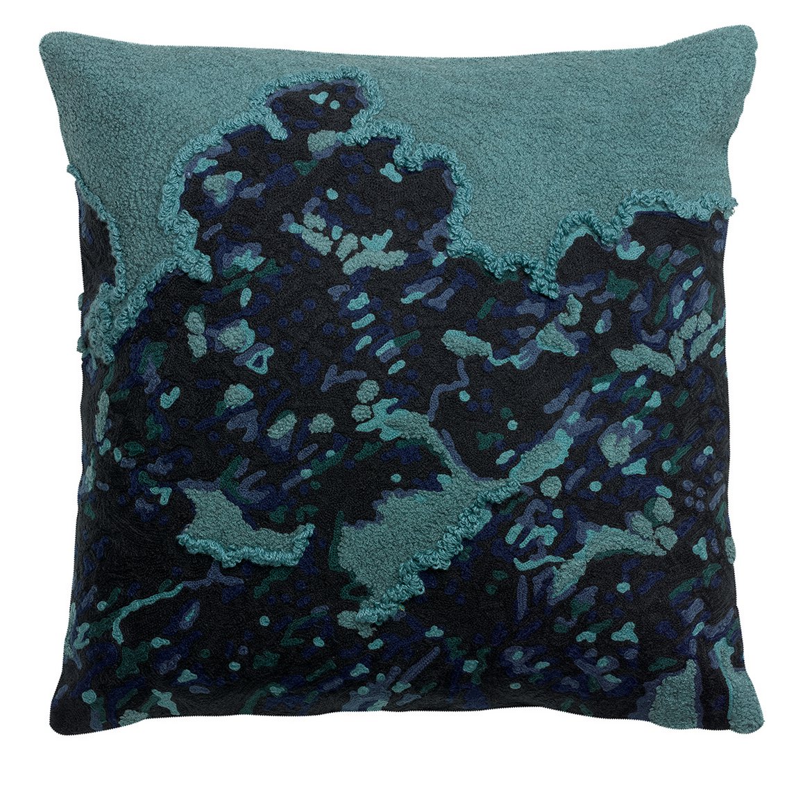 VIVARAISE - Coussin Mara brodé Vert de gris 45 x 45