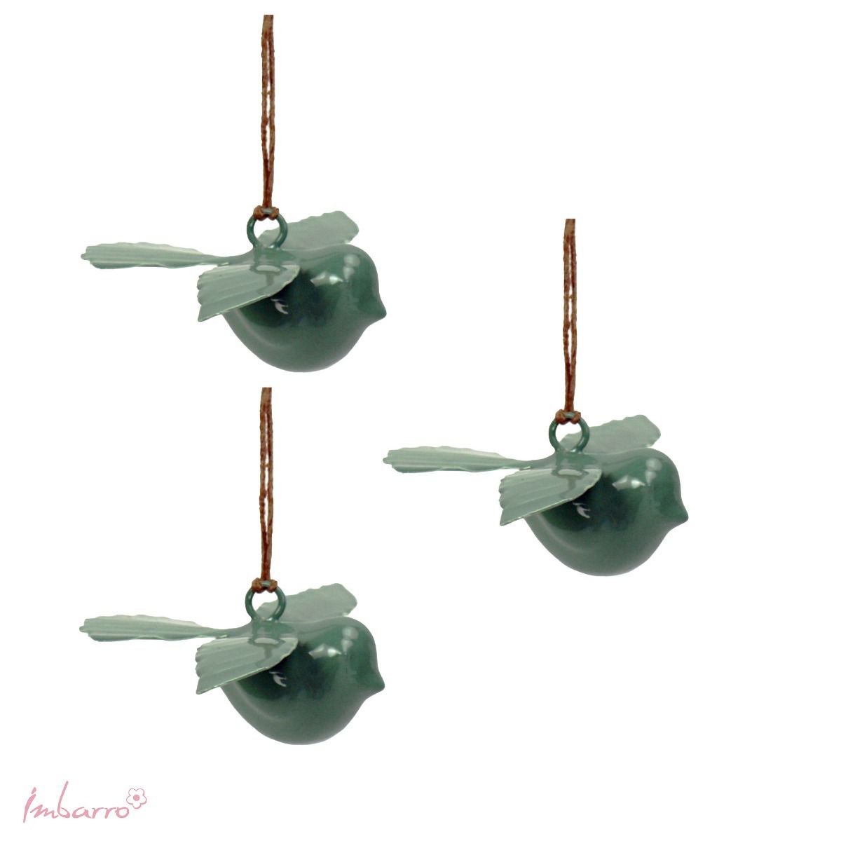 Imbarro - Decoratieve hanger 'Birdy Chica' (Set van 3, Lagoon)