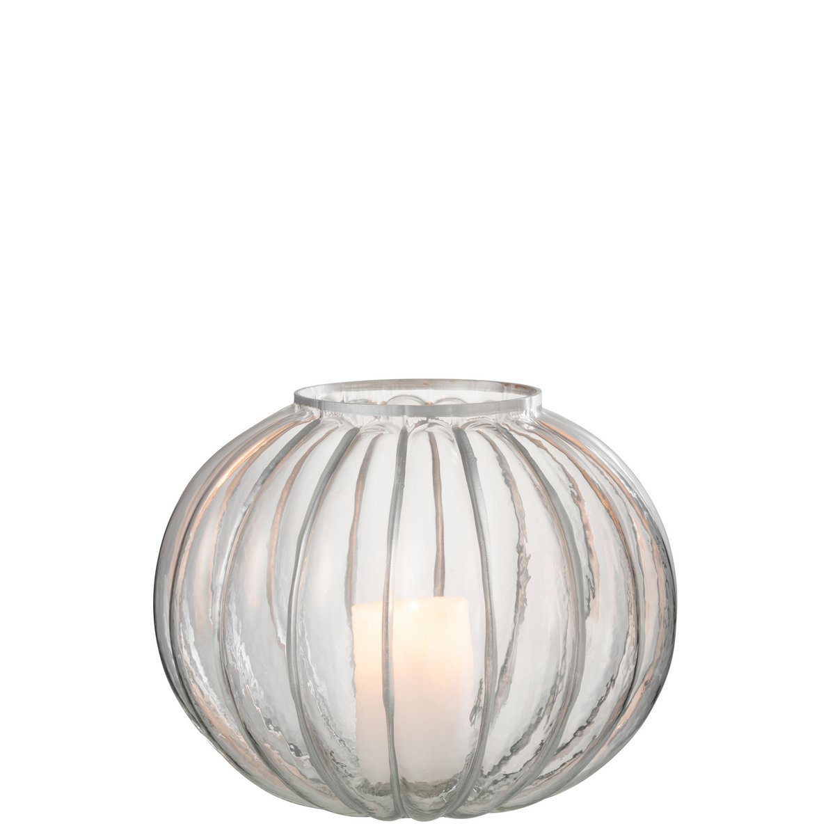 J-Line - Lantern Ball Stripe - Verre - Transparent/Argent - Grand