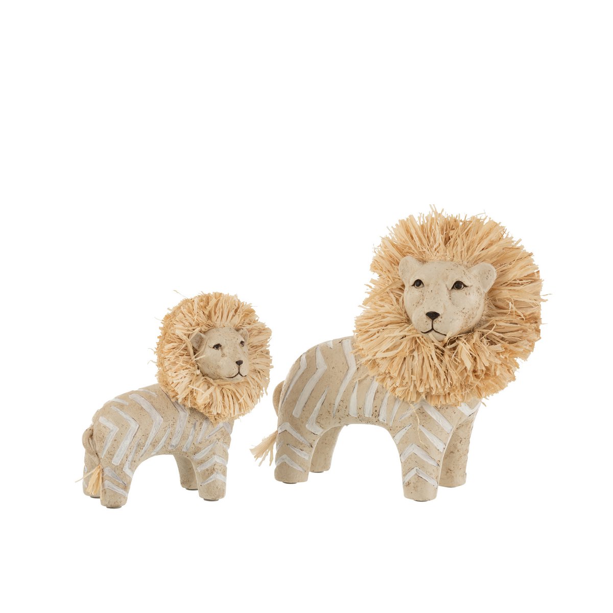 J-Line - Lion Poly/Raffia Blanc/Naturel Grand