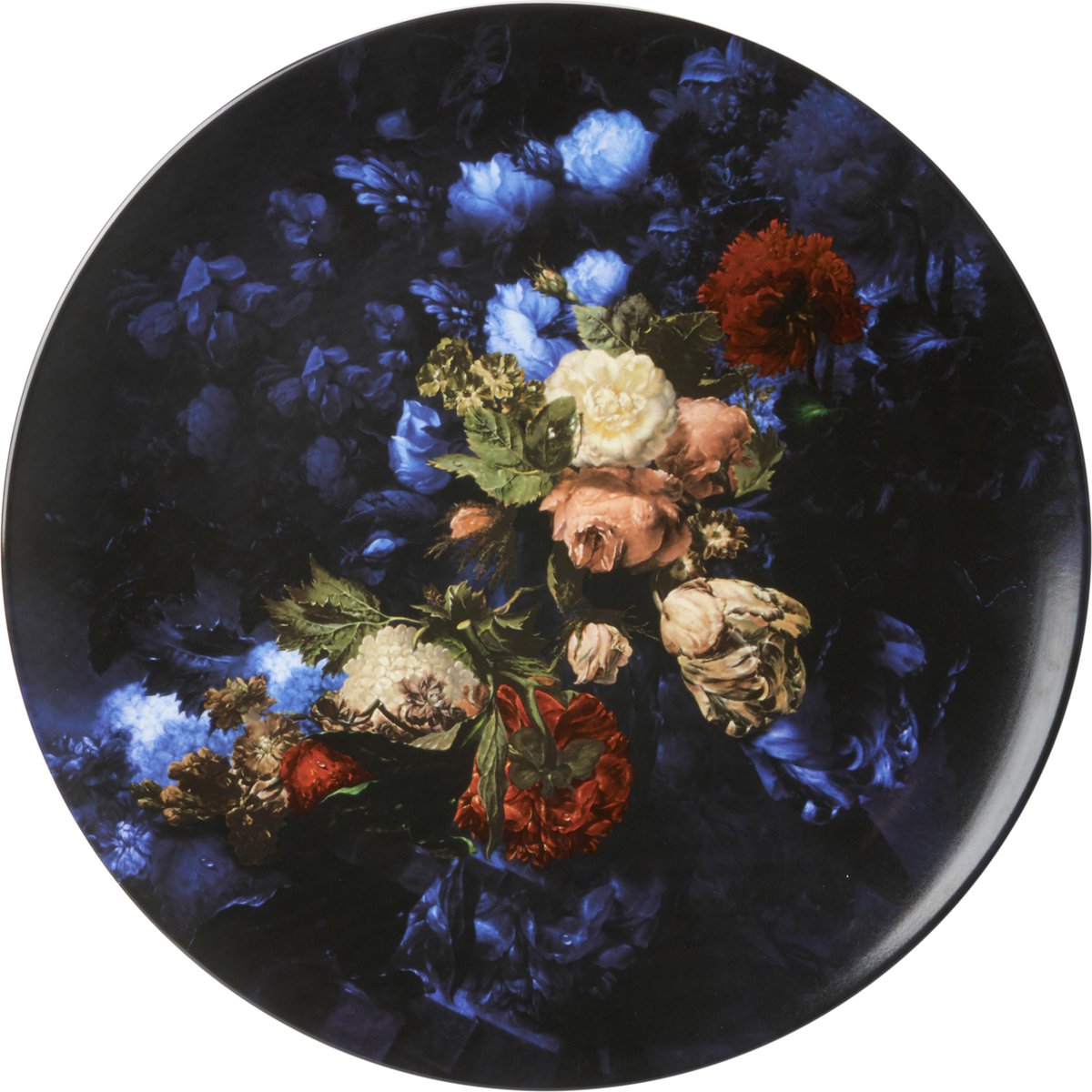 Heinen Delfts Blauw - Wandbord 'Stilleven met vlinders' (40cm)