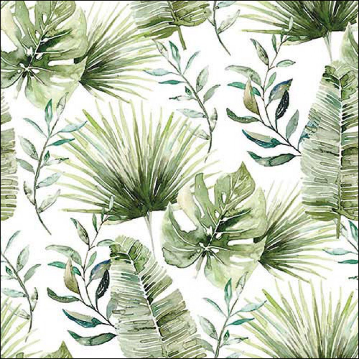 Ambiente - Servetten 'Jungle Leaves White' (20 stuks