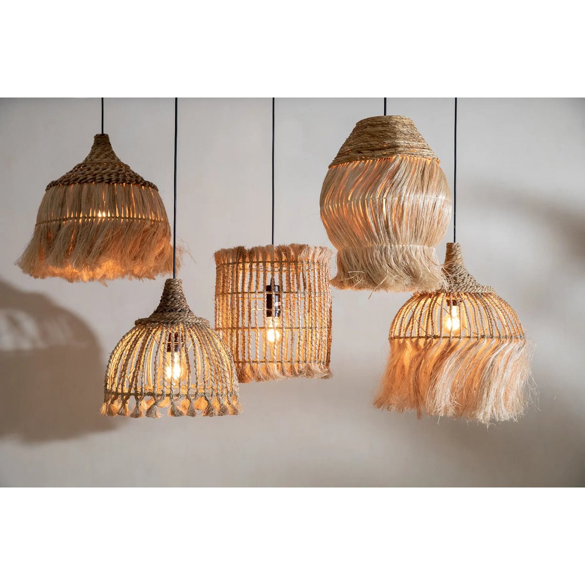 Bazar Bizar - Hanglamp 'Abaca Tassel' (Naturel, S)