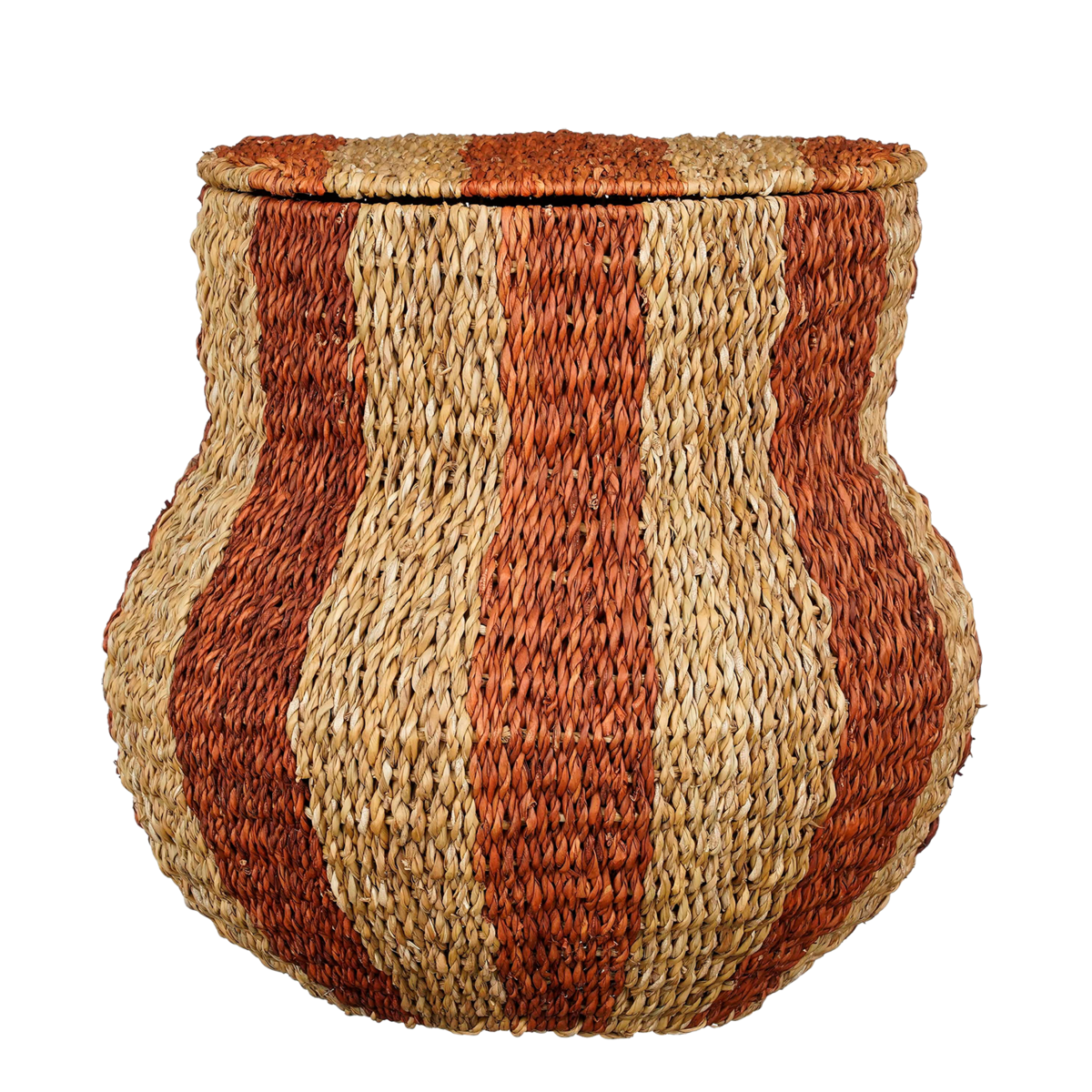 Mica Decorations - Tacoma Opbergmand met Deksel - H47 x Ø50 cm - Jute - Oranje