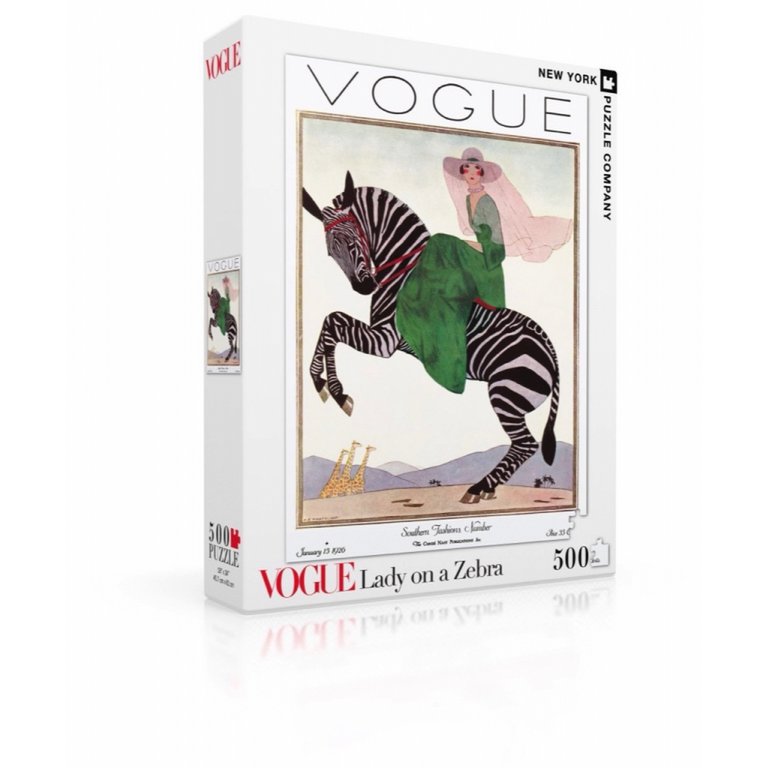 New York Puzzle Company - Puzzle „Dame auf einem Zebra“ (500 Teile)