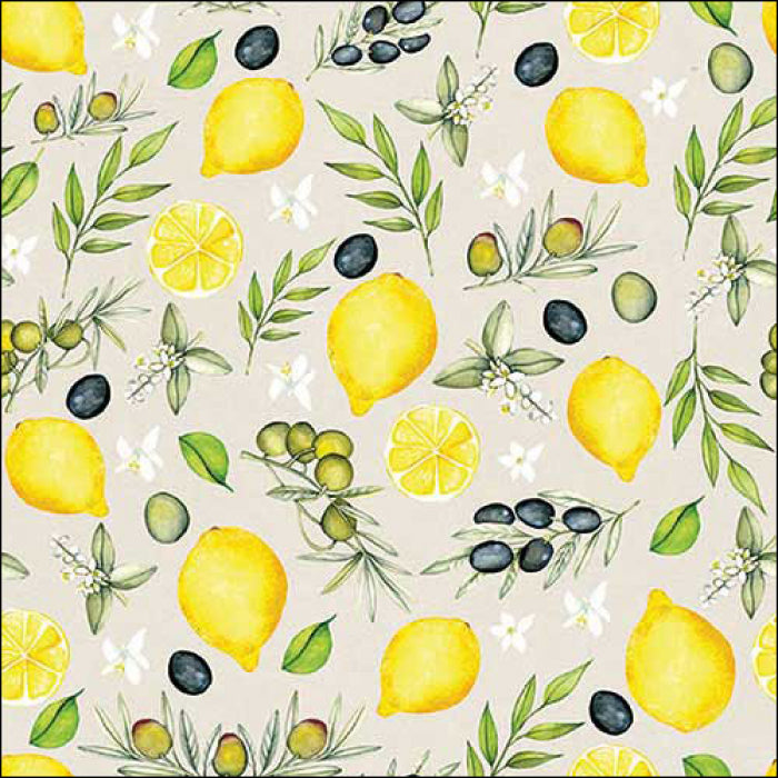 Ambiente - Servetten 'Olives and Lemon' (20 stuks, Klein)