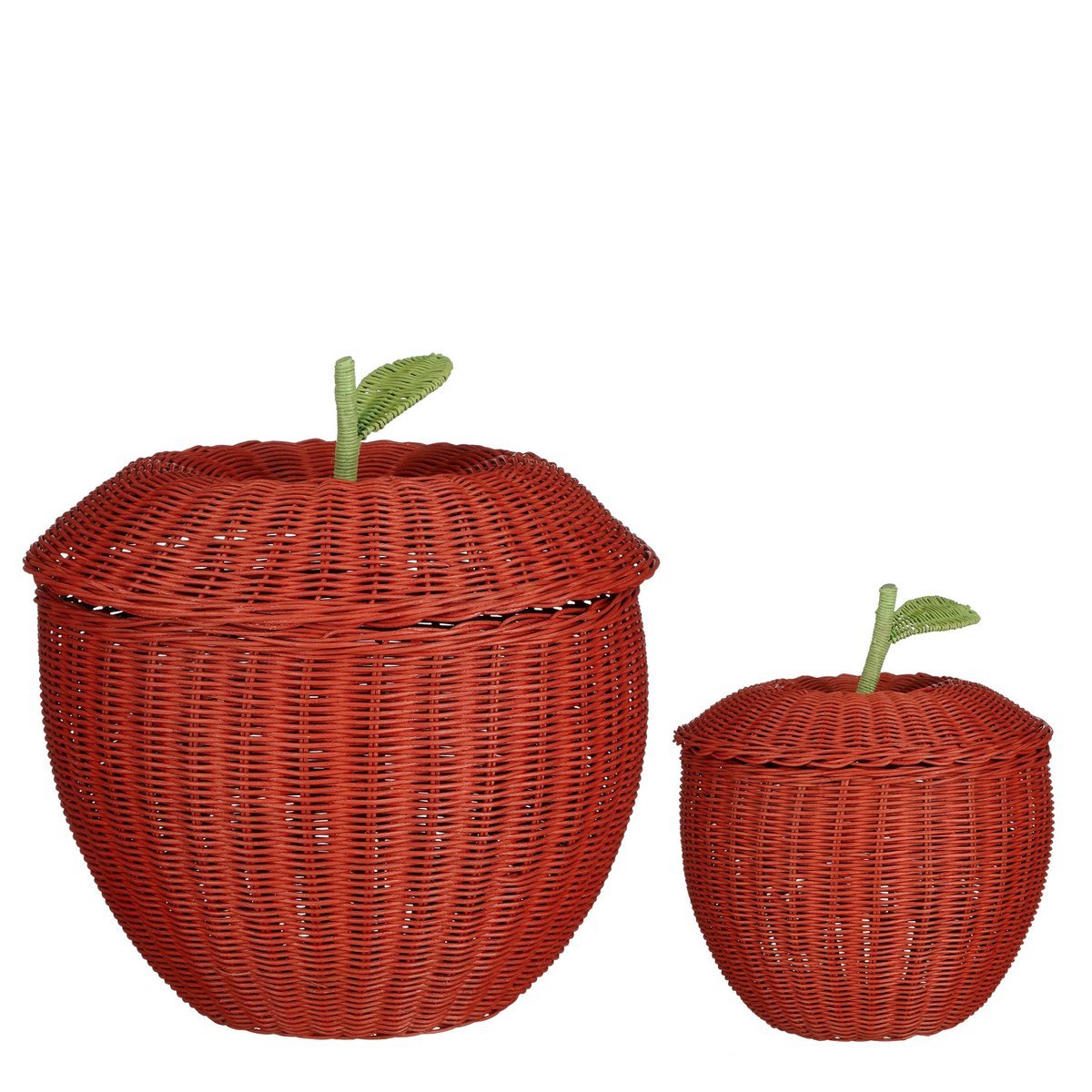 Mica Decorations – Aufbewahrungskorb mit Deckel – 2er-Set – H48 x Ø30 cm – Rattan – Rot