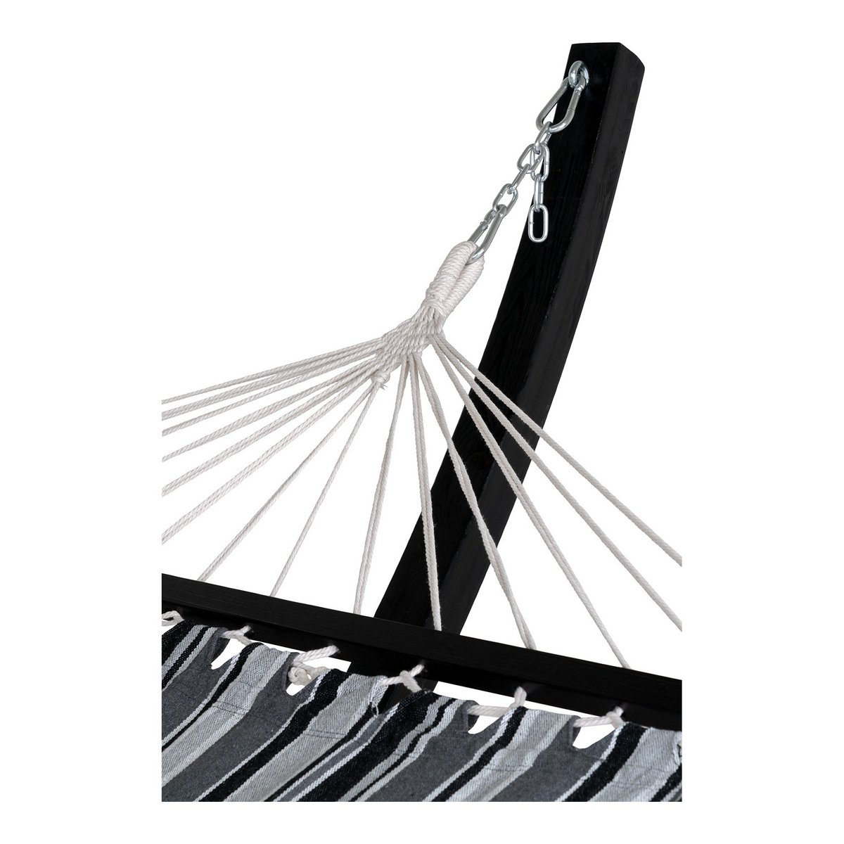 House Nordic - Tripoli Hammock - Hamac sur support en bois, mélèze, polyester/coton, noir/gris/blanc