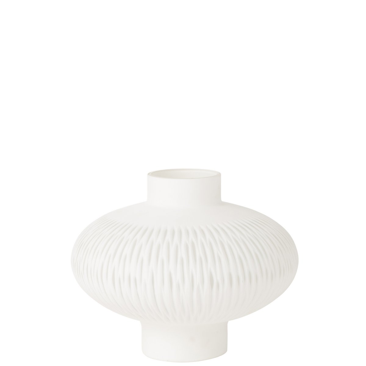 J-Line - Vase Stripe Ball Low - Verre - Blanc - 24,50cm de Haut