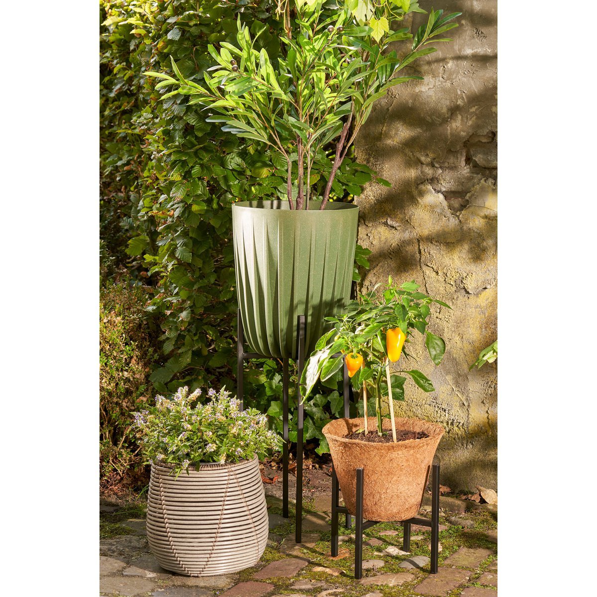 Mica Décorations - Pot de Fleur Lungo - H36 x Ø30 cm - Polypropylène - FSC Mix - Vert