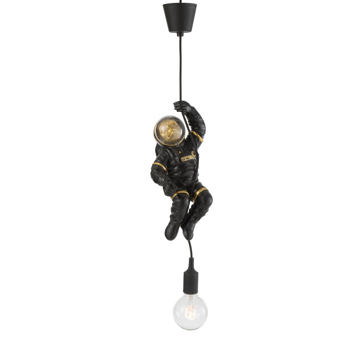 J-Line - Lampe Suspendue Astronaute - Polyester - Noir/Or