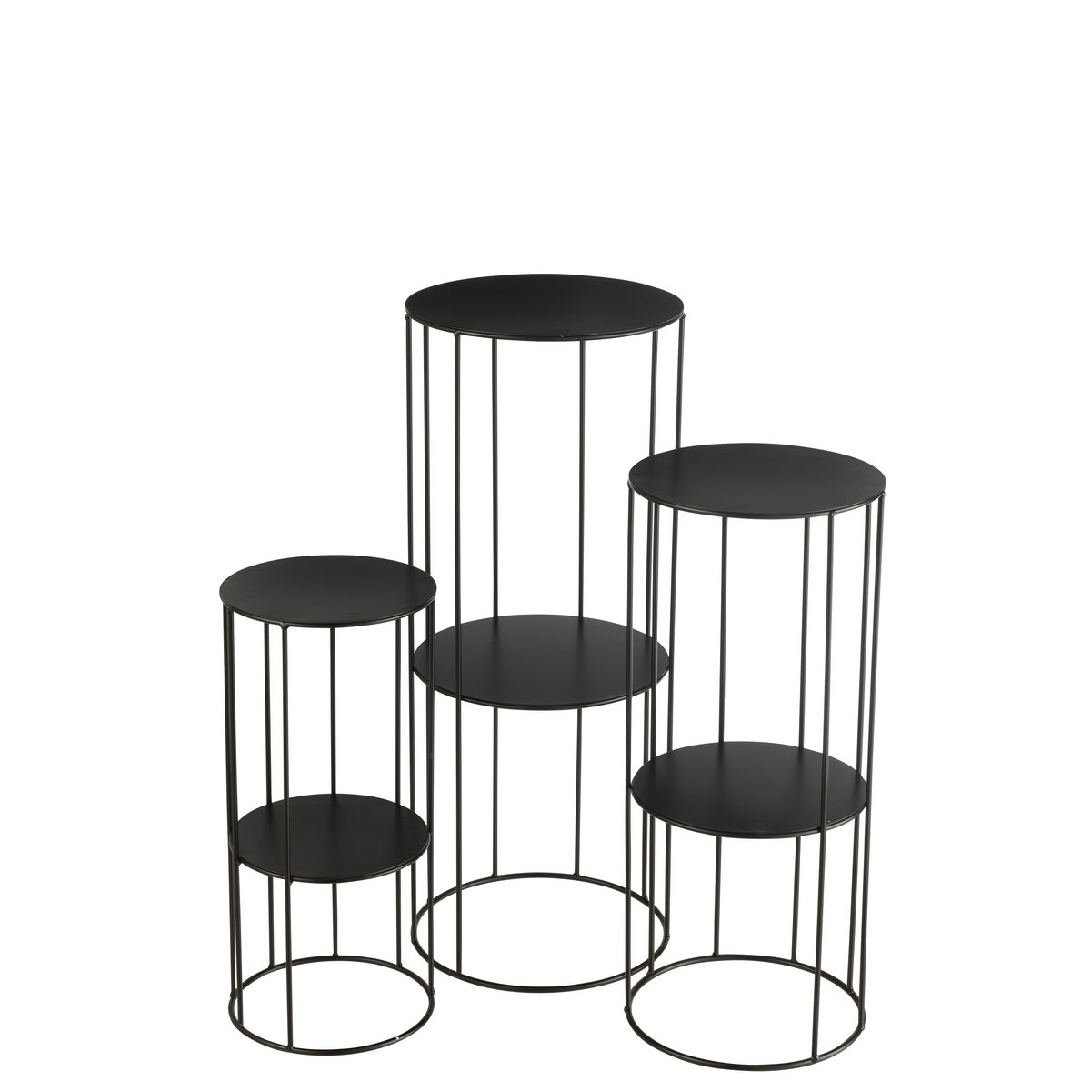 J-Line - Lot de 3 Jardinières Métal Noir