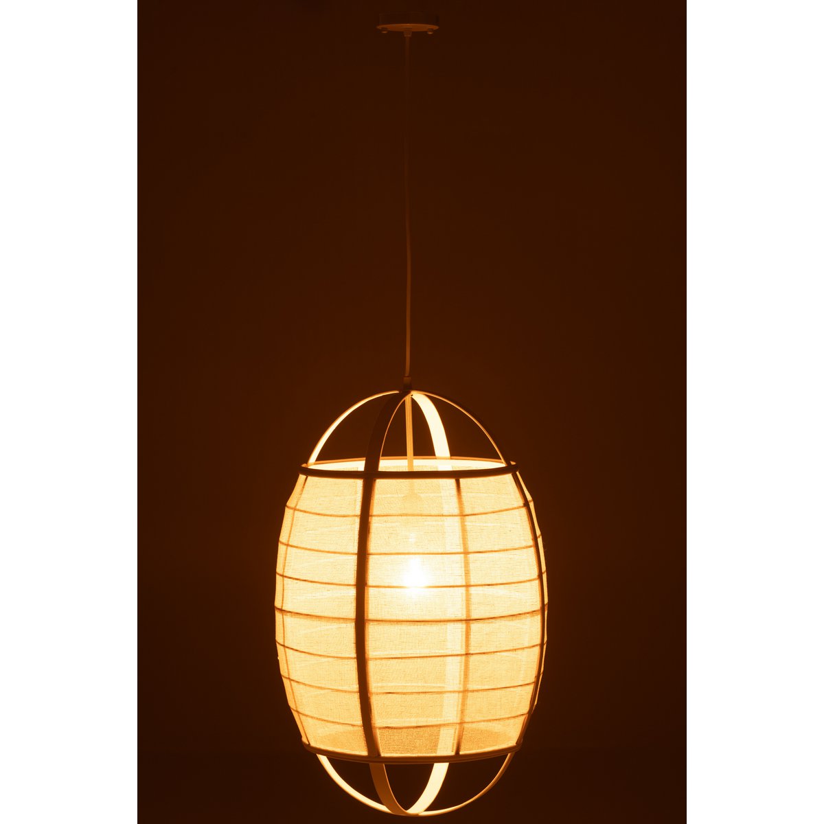 J-Line - Lampe suspendue Ion Lin/Bambou Blanc Large