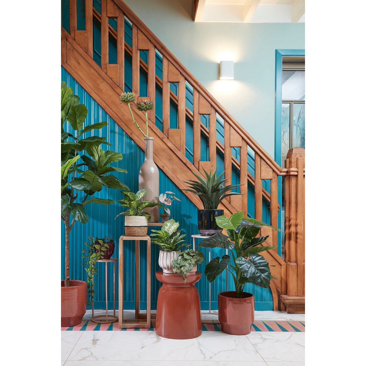 Mica Decorations - Damian Plantenmand - Set van 2 - H20 x Ø20 cm - Zeegras - Wit