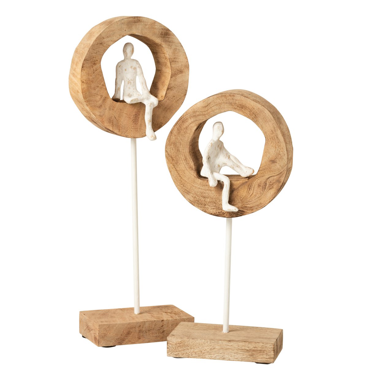 J-Line - Figure Thinker Ring High - Bois/Aluminium - Naturel/Blanc