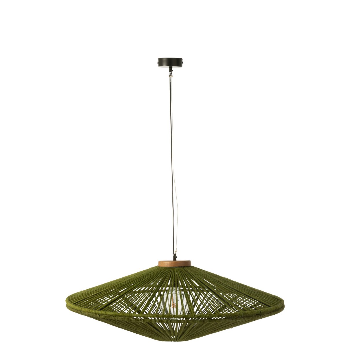 J-Line - Lampe suspendue Ovni Fer/Jute Vert Large