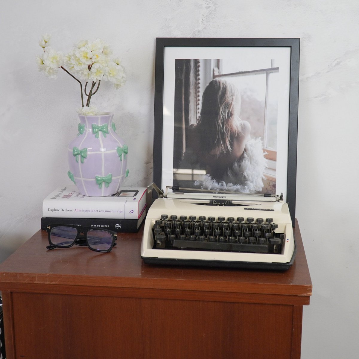 Housevitamin - Vaas - Bloemvaaslinten - Lila/Mint - 14x14x19cm