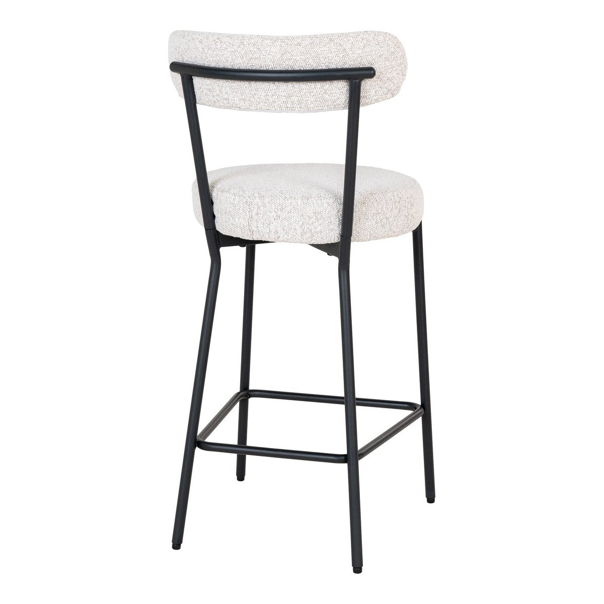 House Nordic - Badalona Counter Chair - Tabouret de bar, bouclé blanc et pieds noirs, HN1270