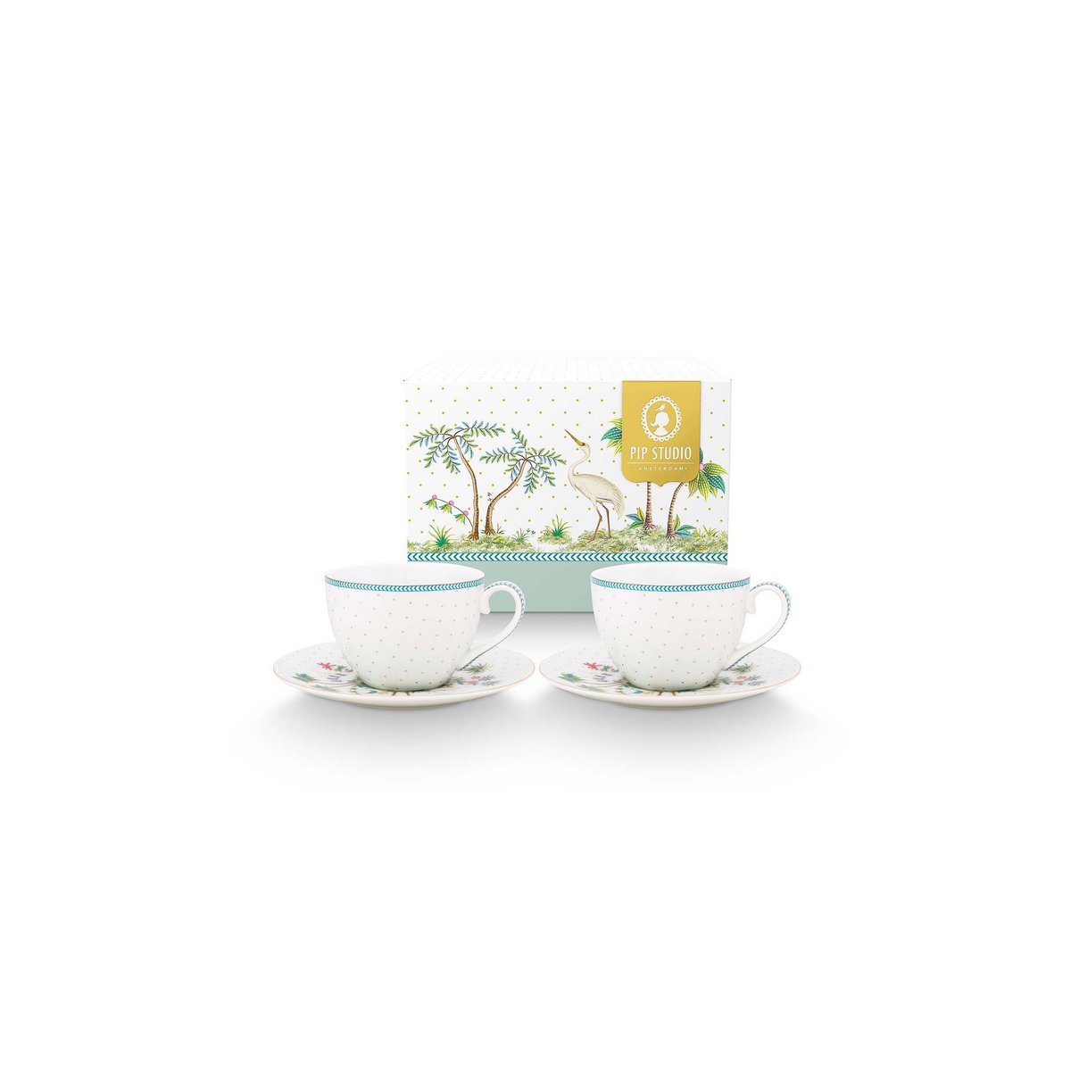 Pip Studio - Set / 2 Kop & Schotels Jolie Dots Goud 280ml