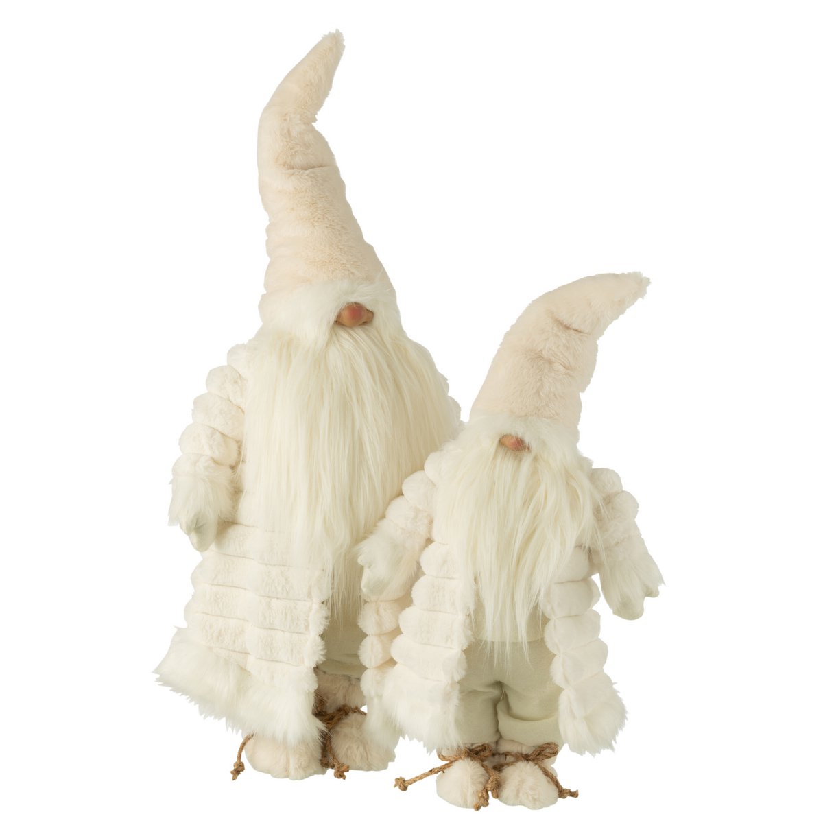 J-Line - Figurine de Noël décorative 'Gnome avec manteau matelassé' (Crème/Marron, Taille L)