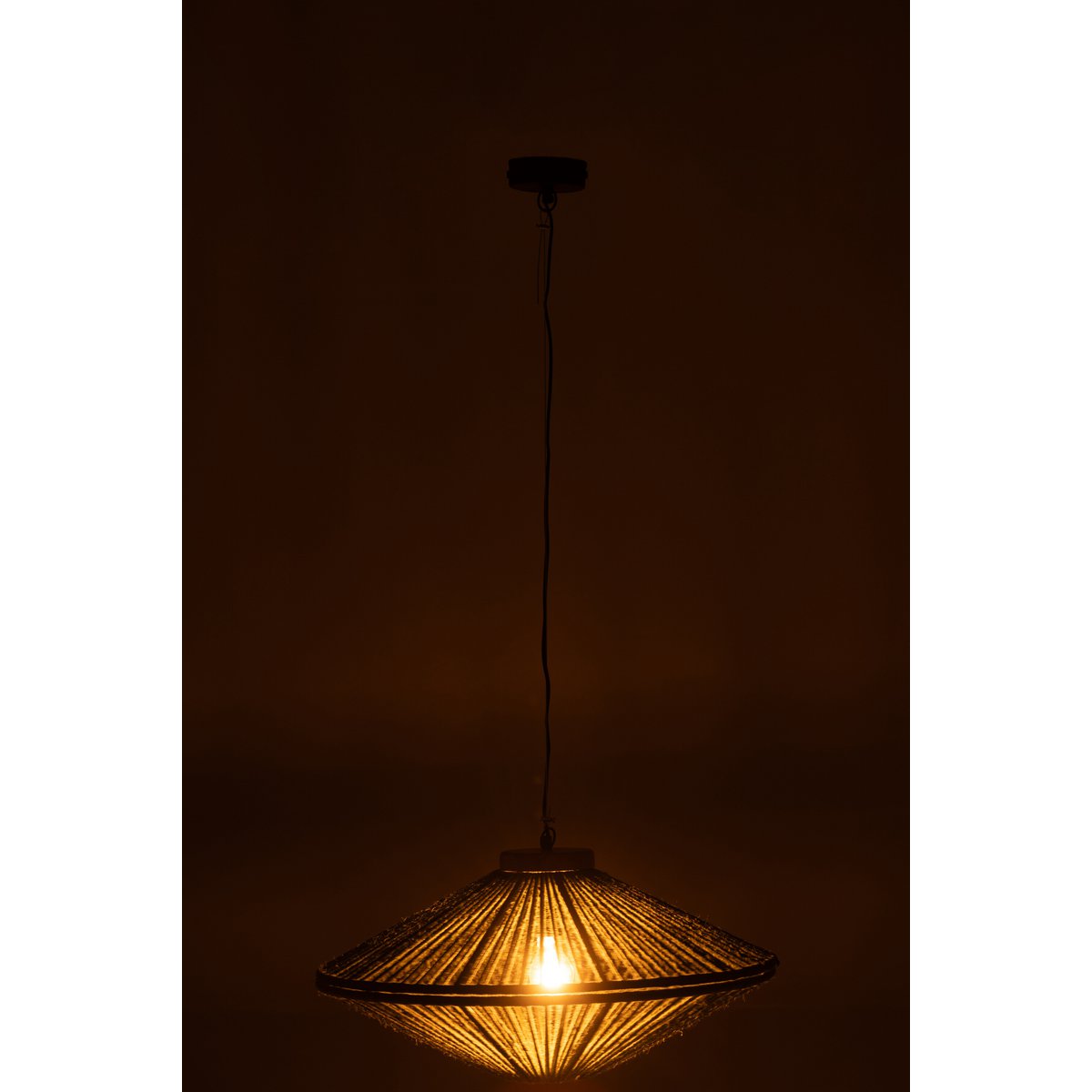 J-Line - Lampe suspendue Ovni Fer/Jute Vert Small