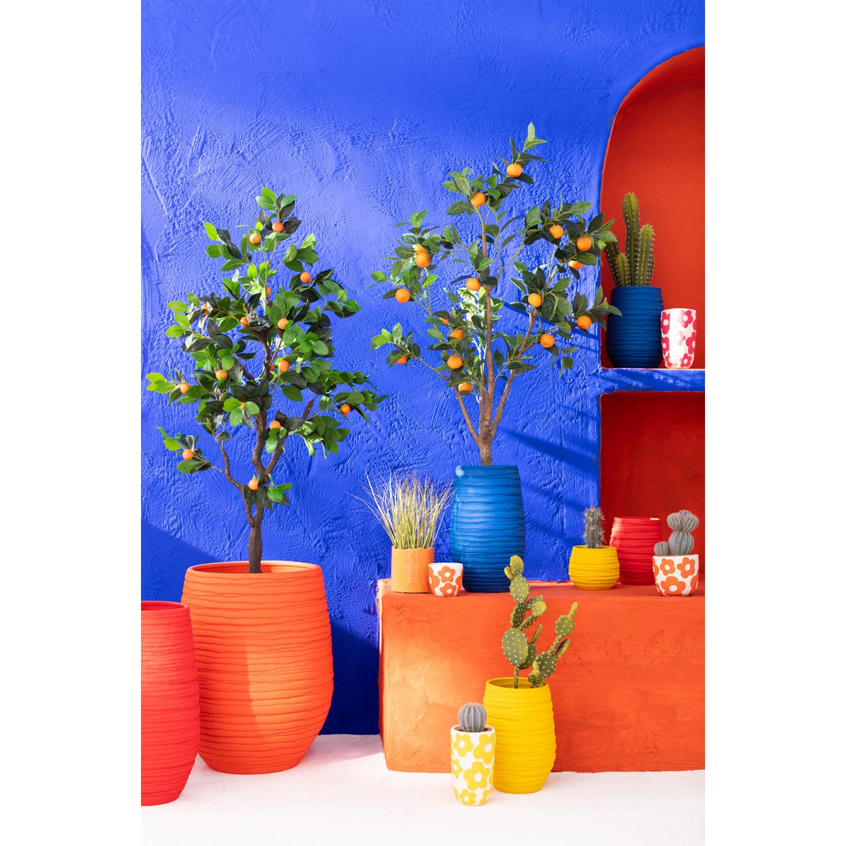 J-Line - Oranger en Pot - Plastique - Orange/Vert - Grand