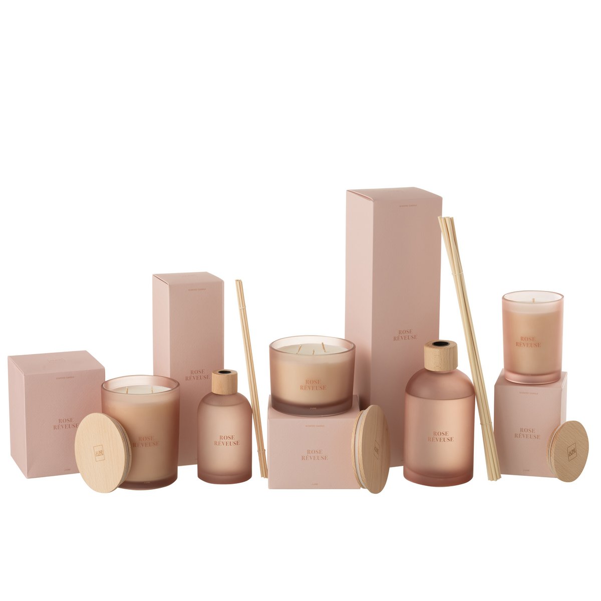 J-Line - Huile parfumée + Sticks - Accords Essentiels - Rose Rêveuse - Rose