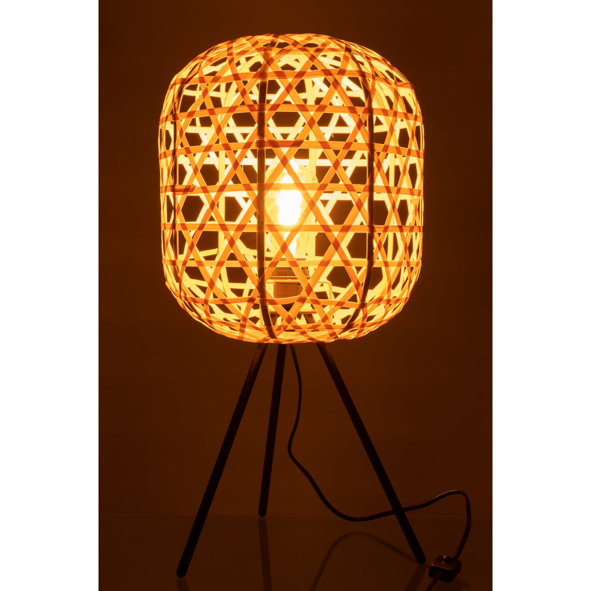 J-Line - Lampe de table 'Tripod' (Noir, Naturel)